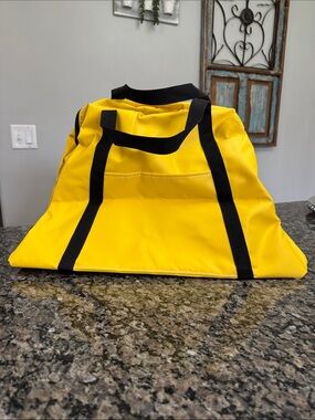 Waterproof heavy duty vinyl Bright Yellow Tote Bag with Black Straps NEW